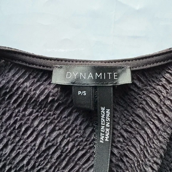 Dynamite Black Textured Surplice Bodysuit - Picture 4 of 5